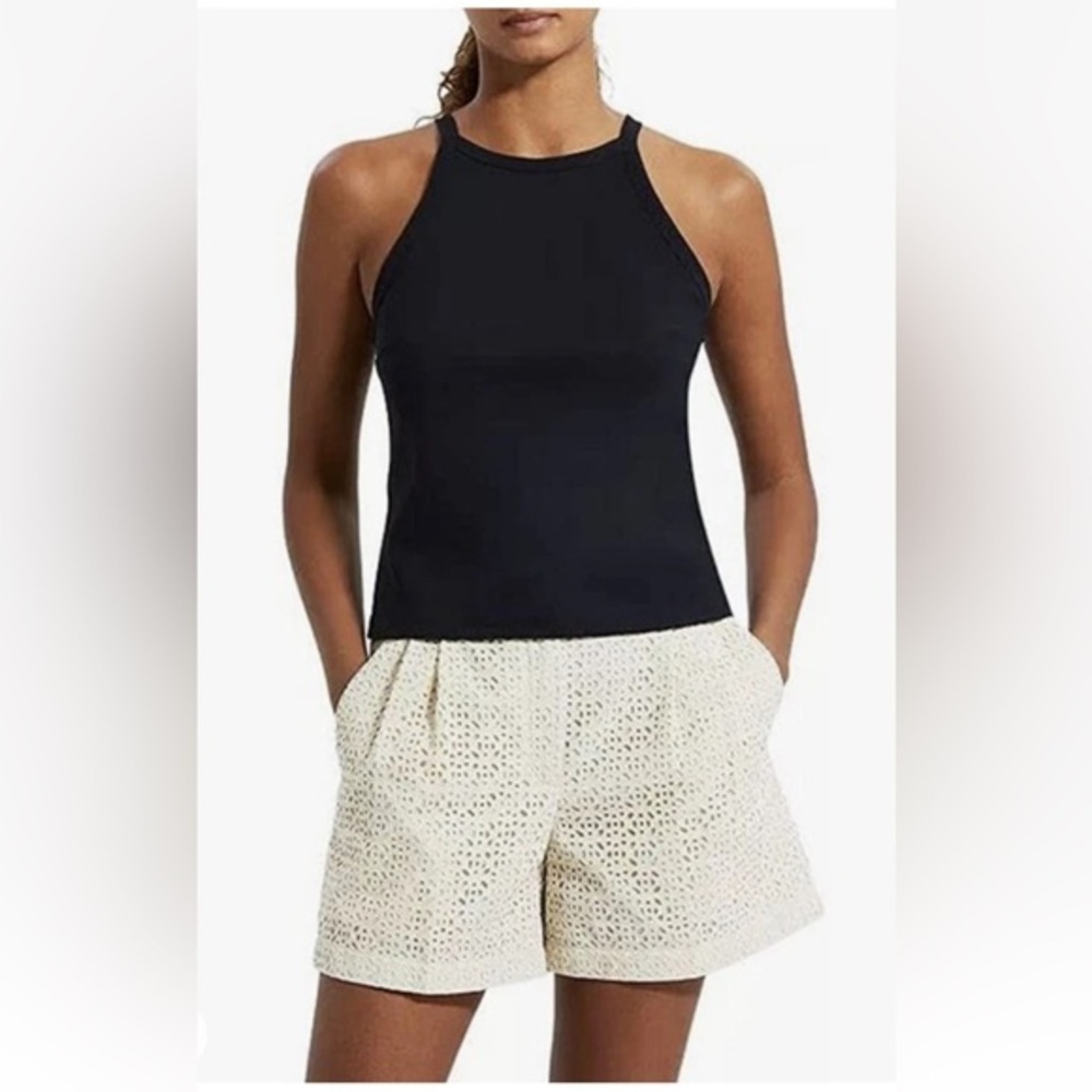 Theory Cropped Halter Tank in Precision Ponte Size P